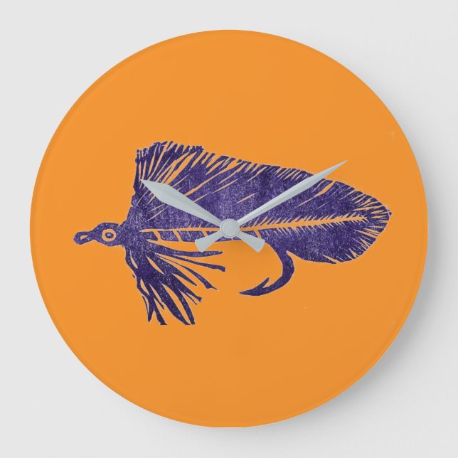 Purple Matuka streamer fly tying & fishing Large Clock (Front)