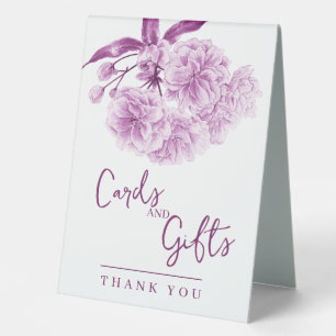 Purple mauve blossom wedding sign cards and gifts