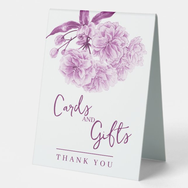 Purple mauve blossom wedding sign cards and gifts (Front)