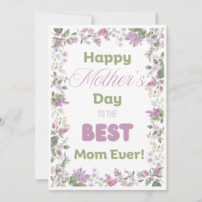 Purple Mauve Elegant Floral Mother's Day Card (Front)