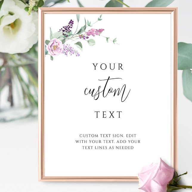 Purple Mauve Floral Wedding Sign with Custom Text (Creator Uploaded)