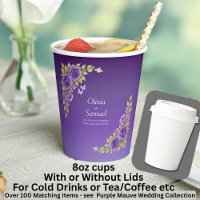 Purple Mauve Flowers & White Wedding 8oz