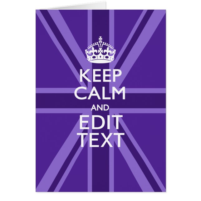 Purple Mauve Keep Calm And Your Text Union Jack (Front)