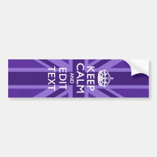 Purple Mauve Keep Calm And Your Text Union Jack Bumper Sticker