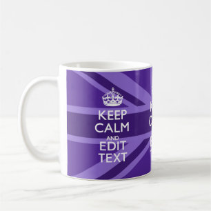 Purple Mauve Keep Calm And Your Text Union Jack Coffee Mug