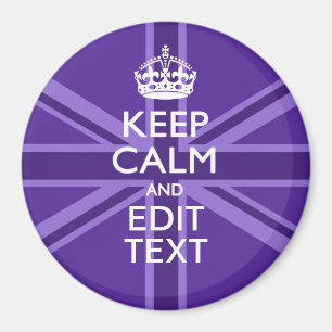 Purple Mauve Keep Calm And Your Text Union Jack Magnet