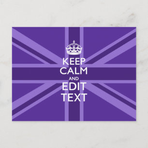 Purple Mauve Keep Calm And Your Text Union Jack Postcard