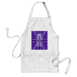 Purple Mauve Keep Calm And Your Text Union Jack Standard Apron