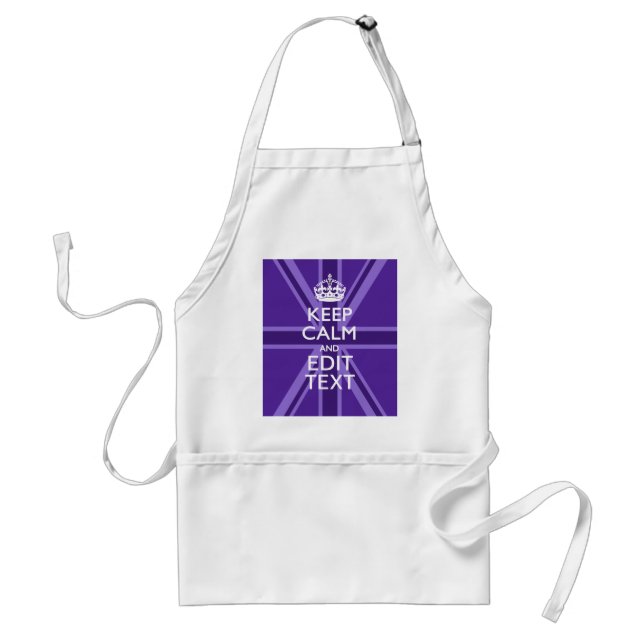 Purple Mauve Keep Calm And Your Text Union Jack Standard Apron (Front)