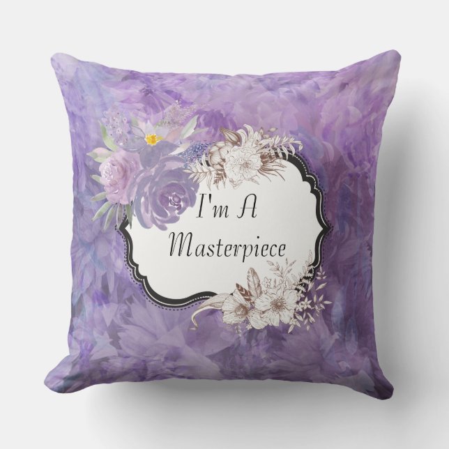 Purple Mauve Passion Floral Masterpiece Pillow (Front)