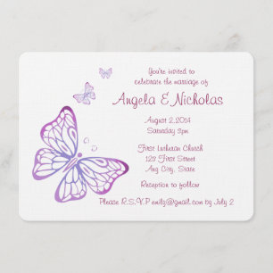 Purple Mauve Pink Classy Garden Butterfly Invitation