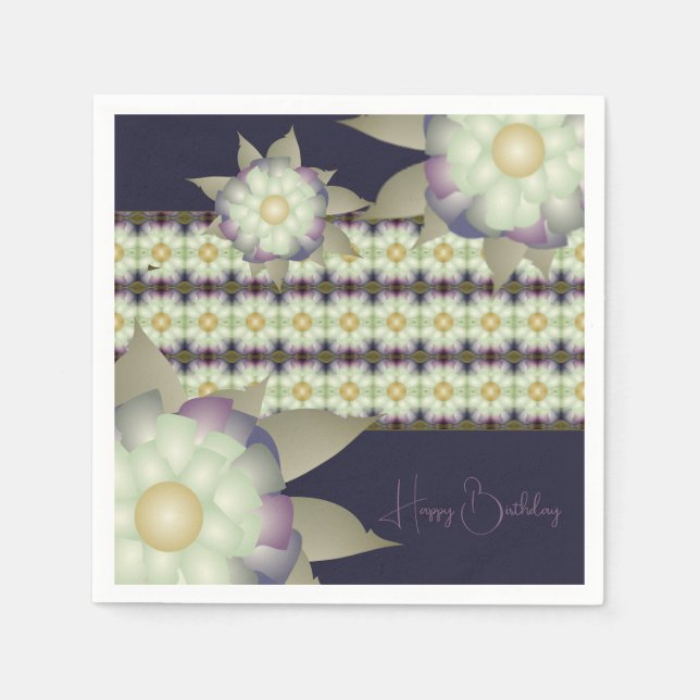 Purple Mauve Teal And Gold Napkin (Front)