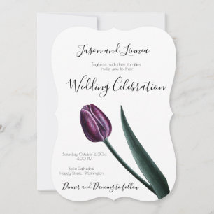 Purple Mauve Tulip Minimalist Elegant Invitation