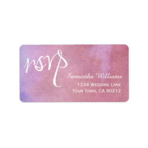 Purple Mauve Watercolor Wedding RSVP Labels