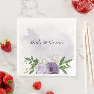 purple mauve white floral napkin