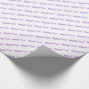 Purple Mazel Tov! (Congratulations) on White Wrapping Paper