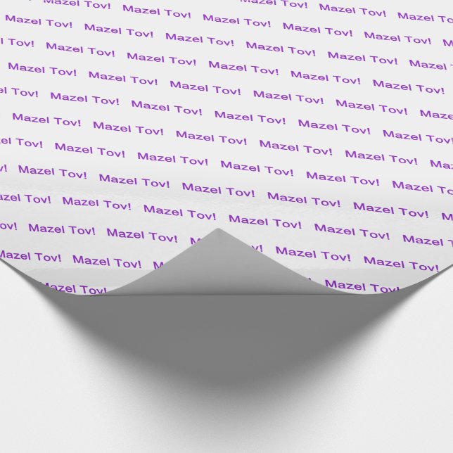 Purple Mazel Tov! (Congratulations) on White Wrapping Paper (Corner)