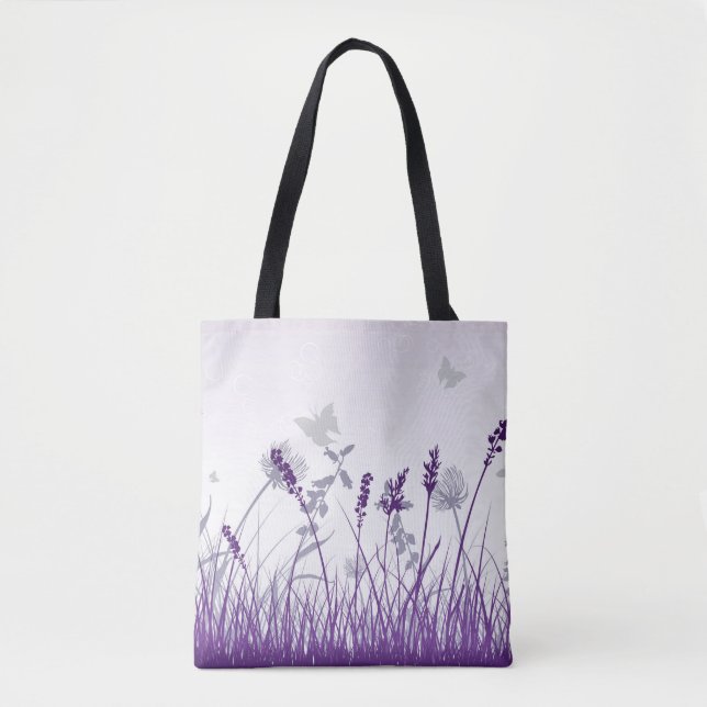 Purple Meadow and Butterflies Tote Bag (Front)