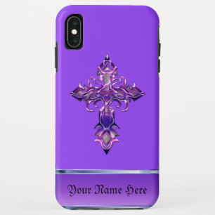 Purple Mediaeval Cross iPhone XS Max Case