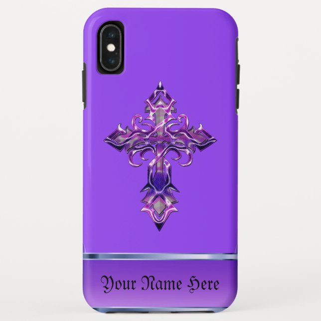 Purple Mediaeval Cross iPhone XS Max Case (Back)