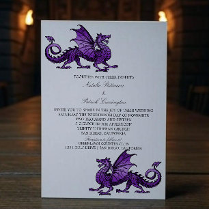 Purple Mediaeval Dragon Wedding Invite