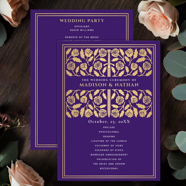 Purple Mediaeval Gold Sword Royal Wedding Program (Creator Uploaded)