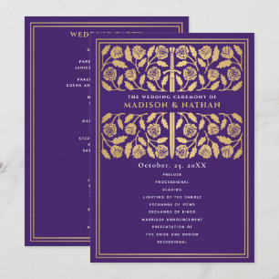 Purple Mediaeval Gold Sword Royal Wedding Program