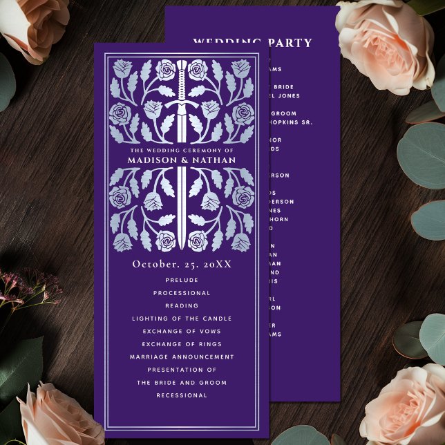 Purple Mediaeval Silver Sword Royal Wedding Program (Creator Uploaded)