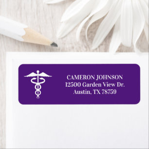 Purple Medical Caduceus Doctor Return Address Return Address Label