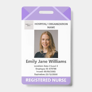 Purple Medical Doctor Nurse Aged Security Photo ID Badge