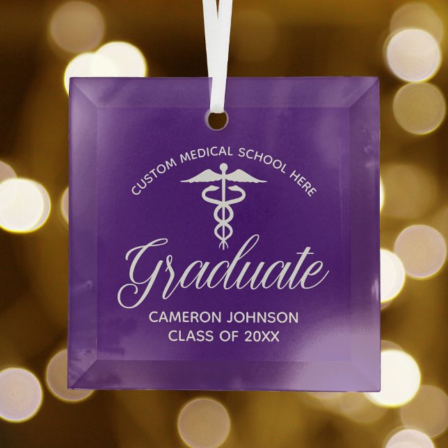 Purple Medical School Graduation Christmas Glass Tree Decoration (Creator Uploaded)
