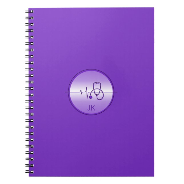 Purple Medical Stethoscope Heartbeat Notebook (Front)