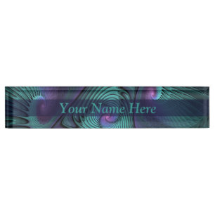 Purple meets Turquoise abstract Fractal Art Name Nameplate