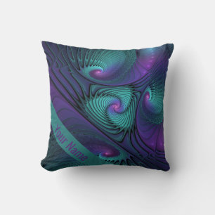 Purple meets Turquoise modern abstract Art name Cushion