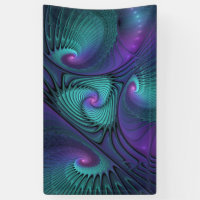 Purple Meets Turquoise Modern Abstract Fractal Art