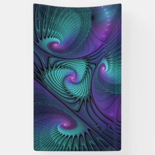 Purple Meets Turquoise Modern Abstract Fractal Art Banner