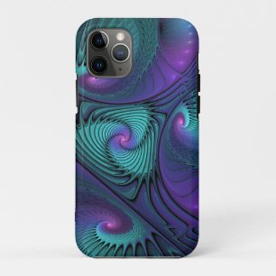 Purple Meets Turquoise Modern Abstract Fractal Art iPhone 11 Pro Case