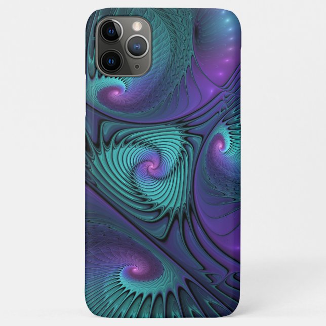 Purple Meets Turquoise Modern Abstract Fractal Art Case-Mate iPhone Case (Back)