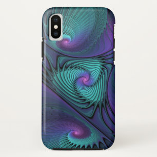 Purple meets Turquoise modern abstract Fractal Art iPhone XS Case