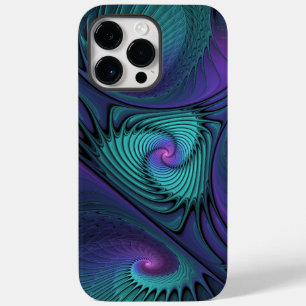 Purple Meets Turquoise Modern Abstract Fractal Art Case-Mate iPhone 14 Pro Max Case