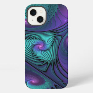 Purple meets Turquoise modern abstract Fractal Art iPhone 13 Case
