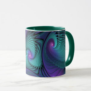 Purple Meets Turquoise Modern Abstract Fractal Art Mug