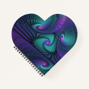 Purple Meets Turquoise Modern Abstract Fractal Art Notebook