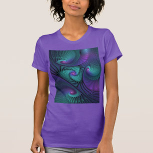 Purple meets Turquoise modern abstract Fractal Art T-Shirt