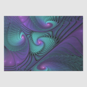 Purple meets Turquoise modern abstract Fractal Art Tissue Paper
