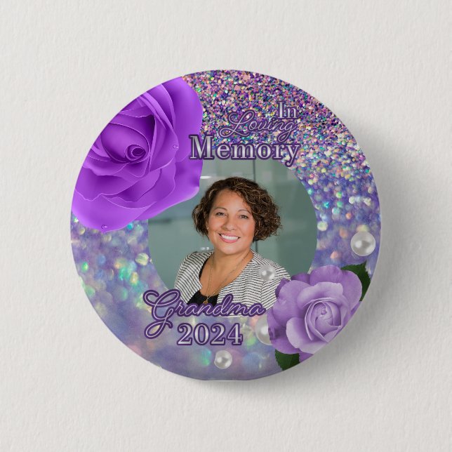 Purple Memorial button for Grandma  (Front)