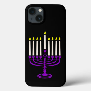 purple menorah hanukkah iPhone 13 case
