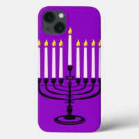 purple menorah hanukkah jewish print