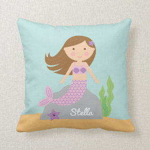 Purple Mermaid and Starfish Pillow