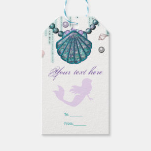 Purple Mermaid Beach Bling Birthday Party Favour Gift Tags